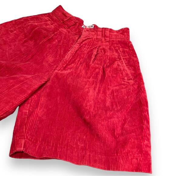 Vintage 62 East Red Corduroy Highwaisted Shorts Womens Sz 5/6 Tomato Girl Summer - Picture 4 of 16
